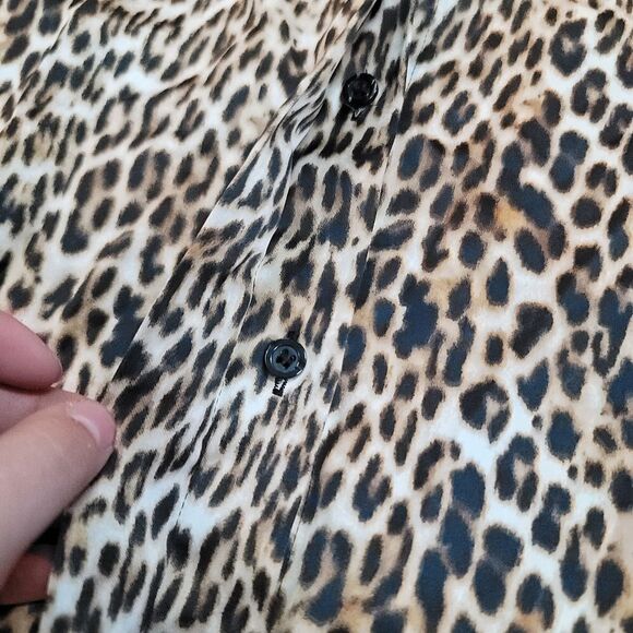 Worthington Leopard print button-up thick long sleeve blouse - size XXL - Picture 3 of 8